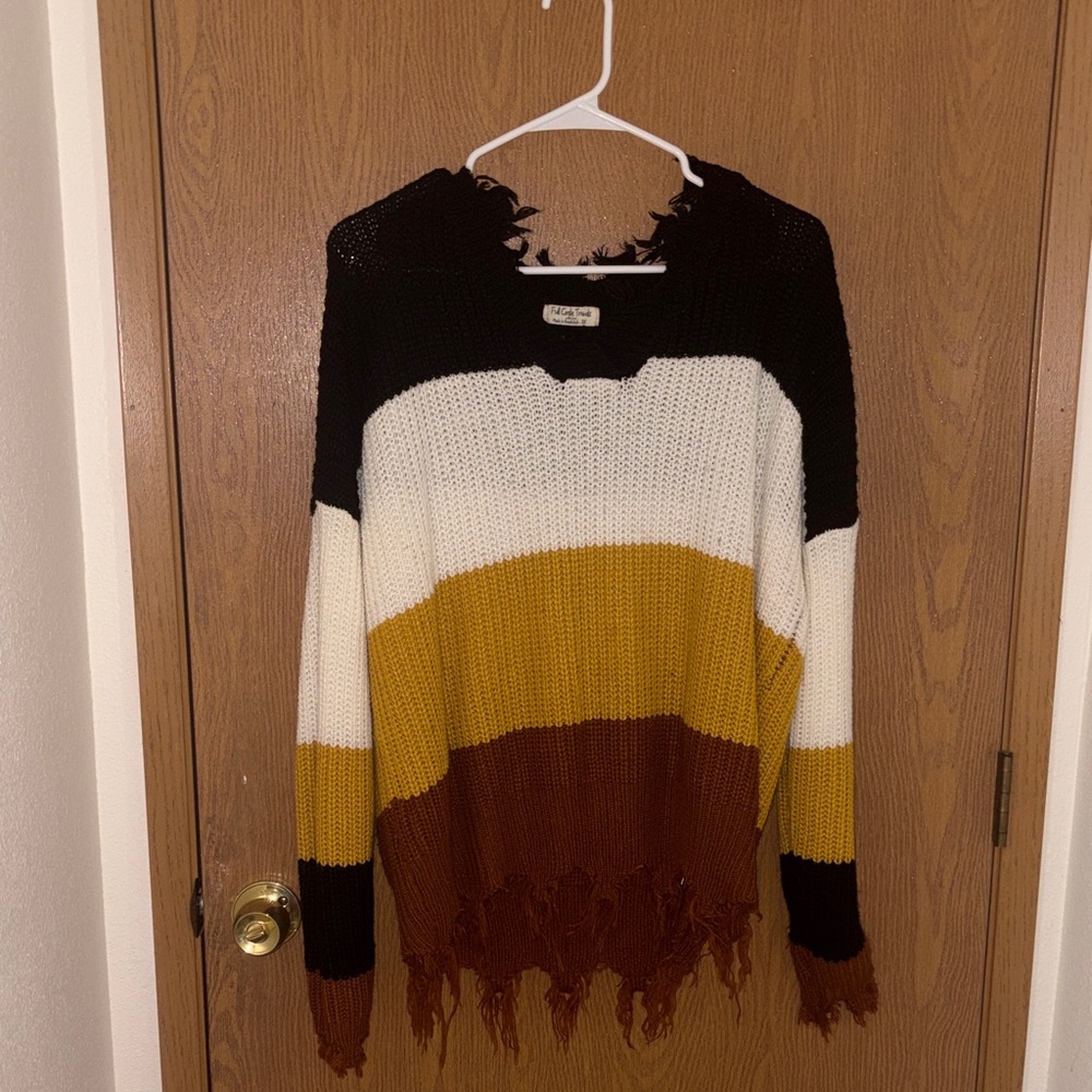 Cozy Fringed Striped Sweater